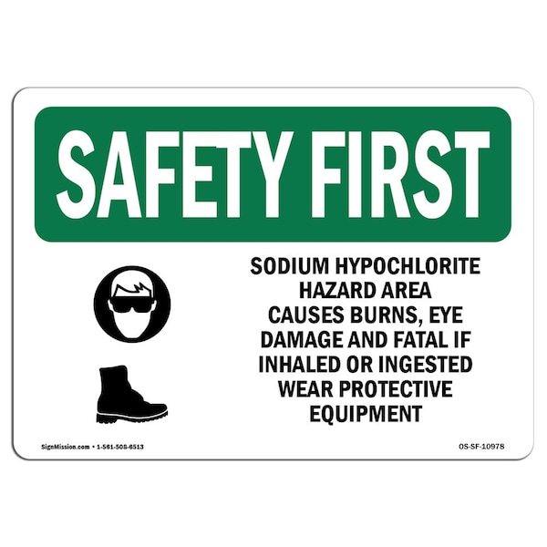Signmission OSHA, 7" Height, 10" Width, Decal, 10" W, 7" H, Landscape, Sodium Hypochlorite Hazard Area With OS-SF-D-710-L-10978 - main